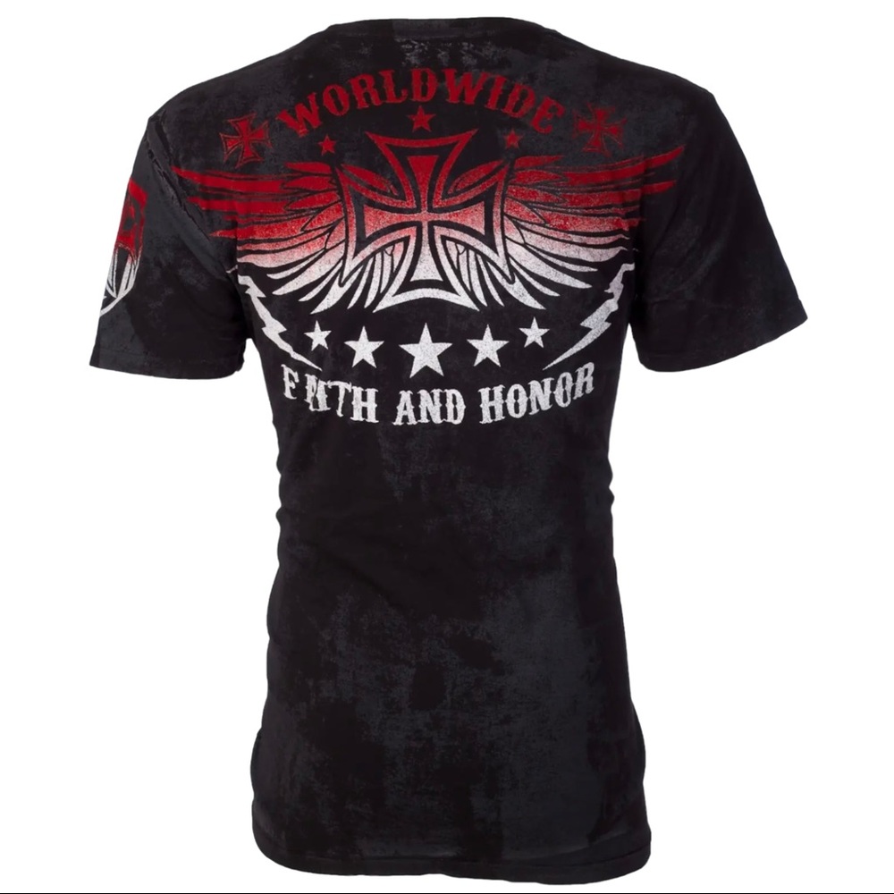 Archaic By Affliction Men's T-Shirt BLACK TIDE Skull Biker Black S-5XL - Picture 3 of 9